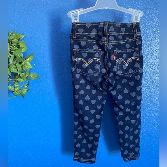 Toddler Girls Levi’s Leggings. Denim Look Stretch W/Sparkly Hearts Detail. Sz.3T - Picture 3 of 8